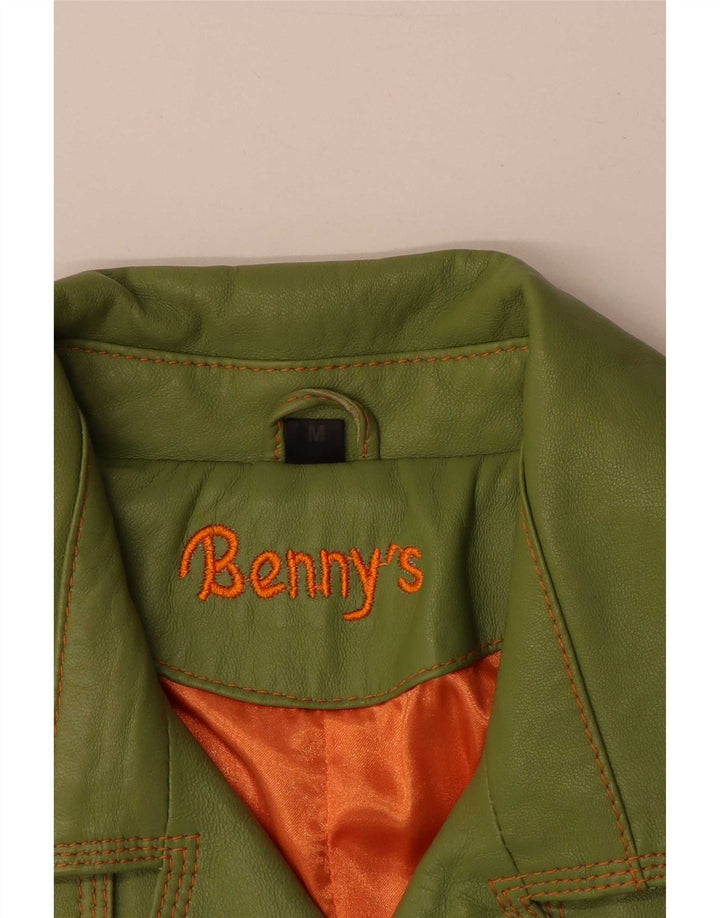 Palton din piele dublu pentru femei Benny's UK 12 Piele verde medie