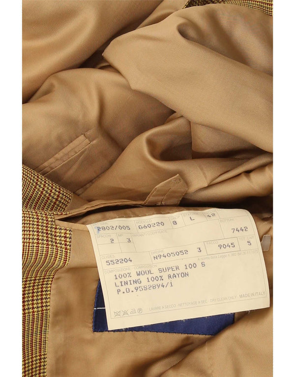 Blazer Gieves & Hawkes pentru bărbați, cu 2 nasturi, UK 42 XL, lână maro cu picioare de găină