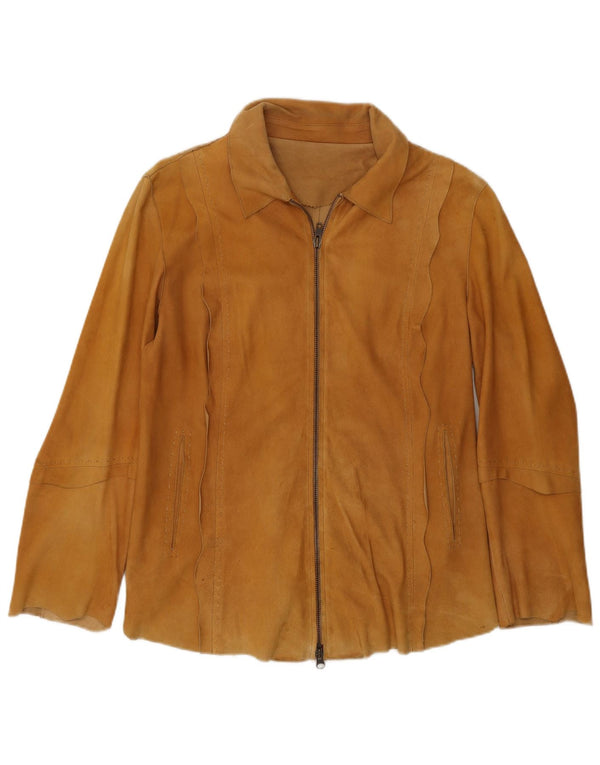 Cămașă Vintage de damă din piele intoarsa IT 44 Medium Beige Piele