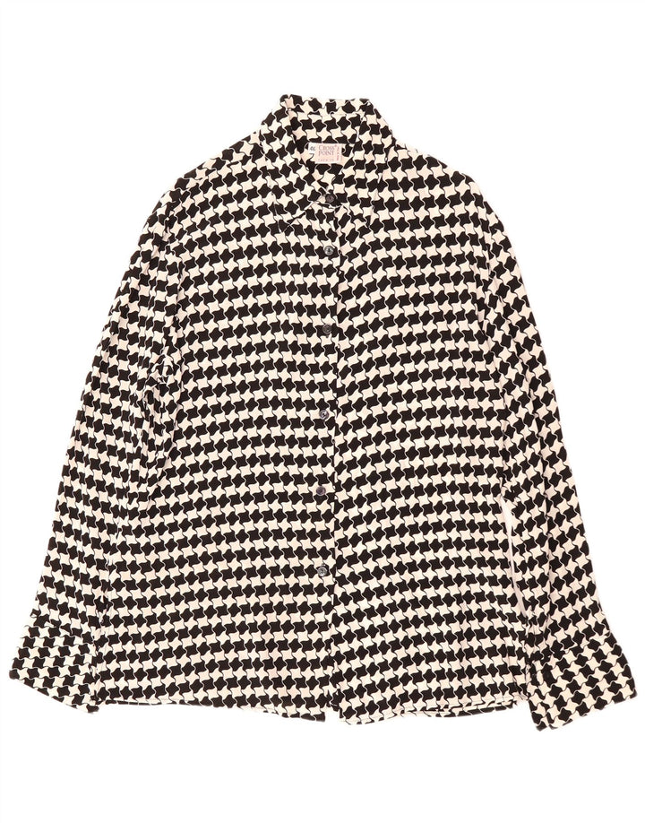 Bluză cămașă pentru femei VINTAGE IT 46 Viscoză mare neagră cu picioare de găină