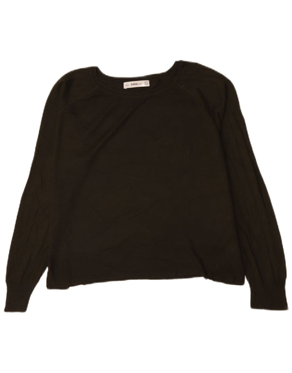 Pulover de damă Zara Crop oversize cu gât de barcă UK 10 Small Green