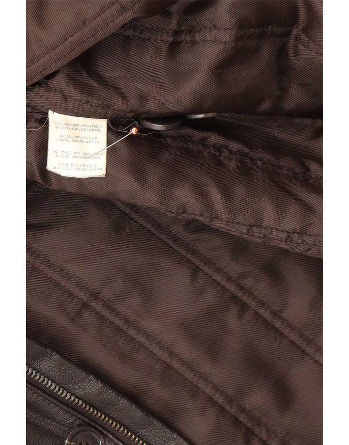 Palton din piele vintage pentru bărbați IT 58 3XL negru
