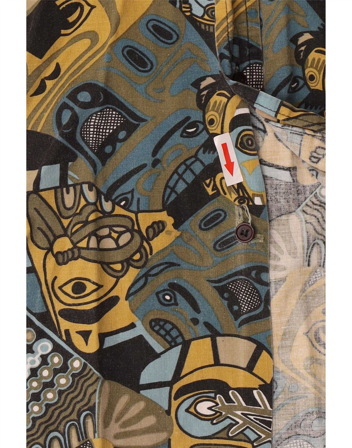 Vintage Cămașă cu mânecă scurtă pentru bărbați cu model abstract XL Multicolor Retro