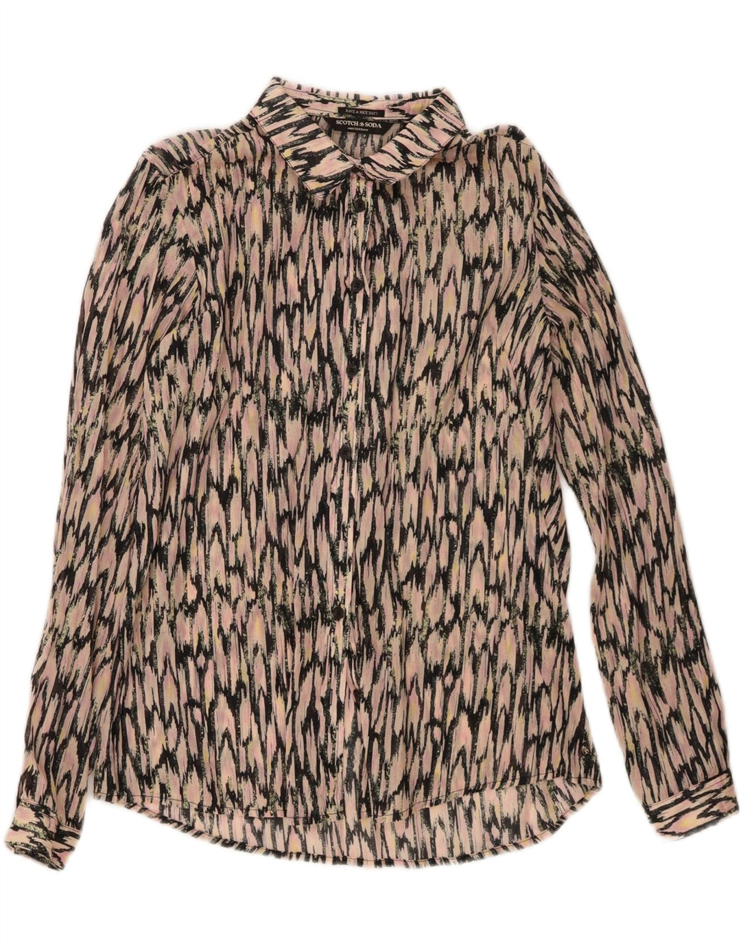 Bluză cămașă cu model abstract pentru femei Scotch & Soda UK 14 Roz mediu