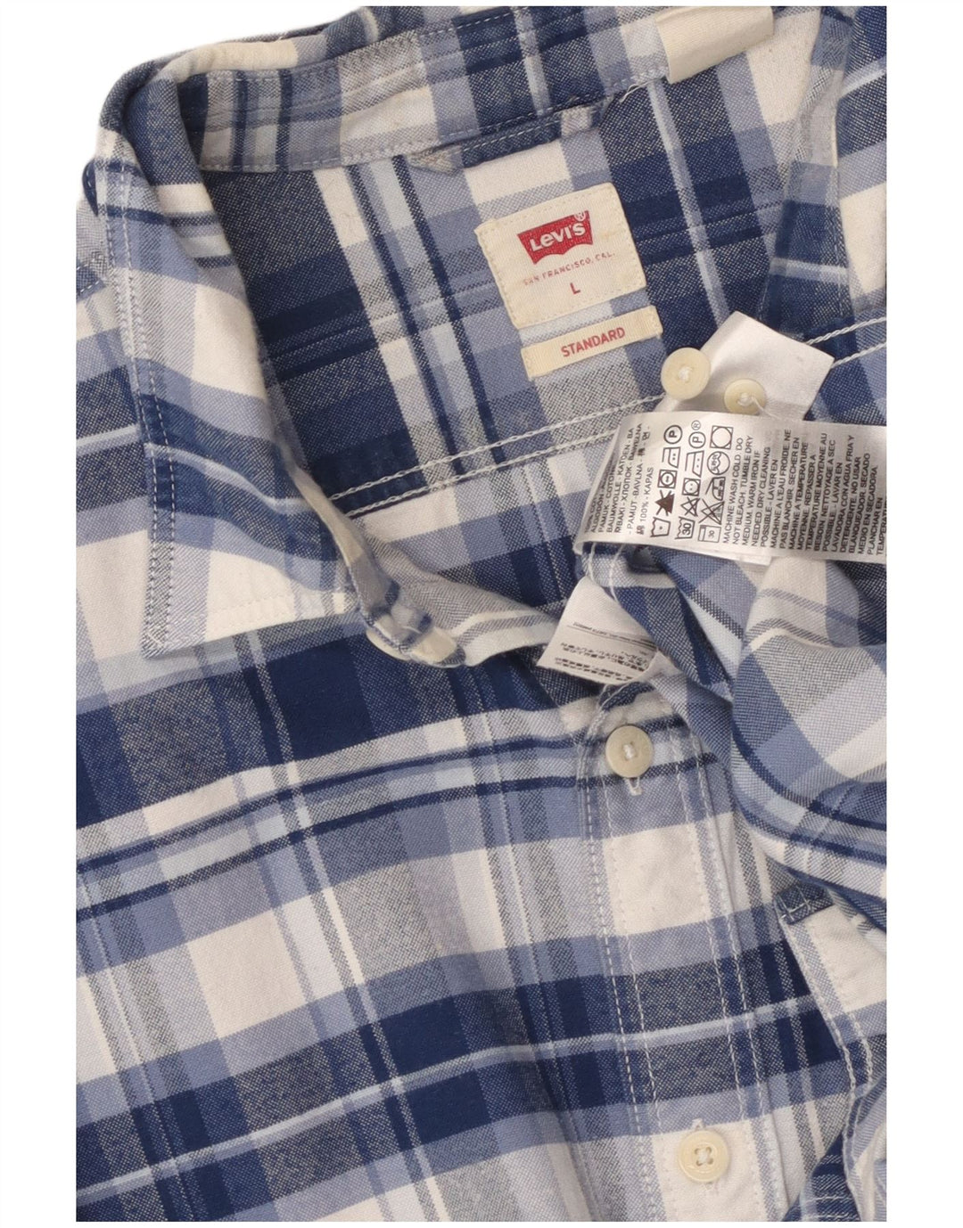 Cămașă de flanel pentru bărbați LEVI'S, cu ajustare standard, din bumbac cu carouri albastre mari