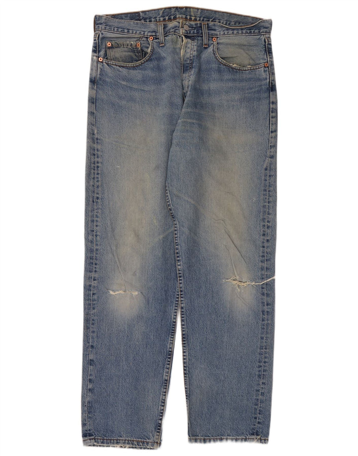 Blugi drepți distressed pentru bărbați Levi's W36 L32 Bumbac albastru