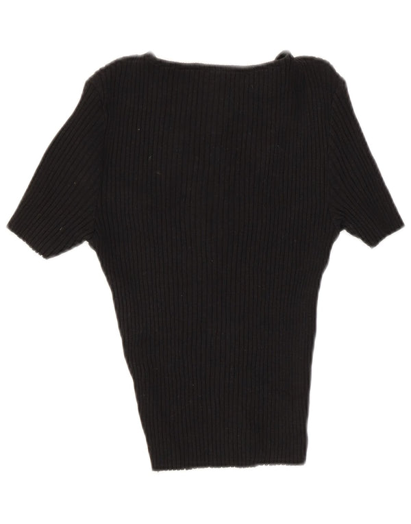 Bluză Crop Top Femei Zara UK 8 Mic Negru Bumbac