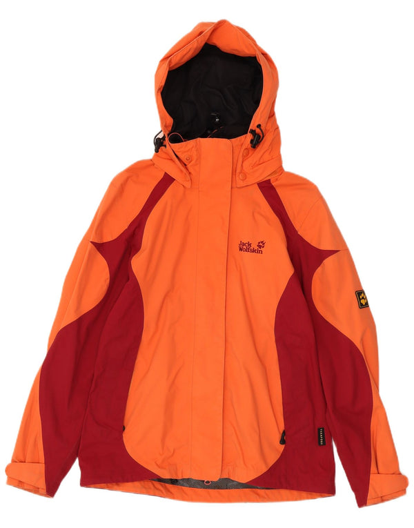 Jack Wolfskin Jachetă de ploaie cu glugă pentru femei UK 10 Small Orange Colorblock