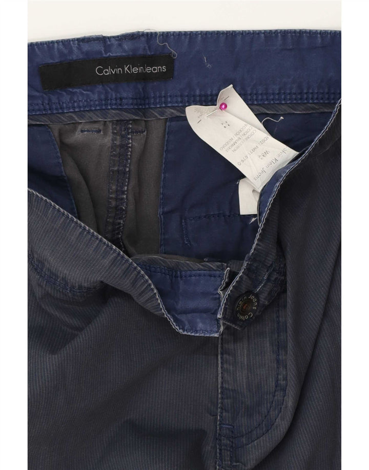 Pantaloni scurți cargo pentru bărbați Calvin Klein W33, bumbac cu dungi, albastru marin mediu