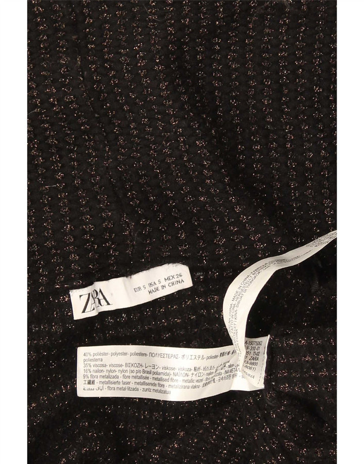Pulover cardigan deschis pentru femei Zara UK 10 Poliester negru mic