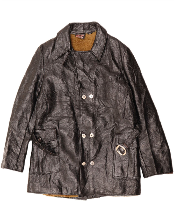 Jachetă din piele Sherpa pentru bărbați VINTAGE UK 38 Medium Black