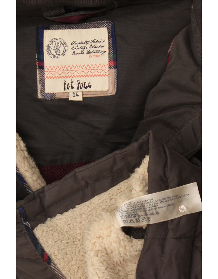Gilet căptușit cu glugă pentru femei Fat Face UK 14 Medium Gri Poliester