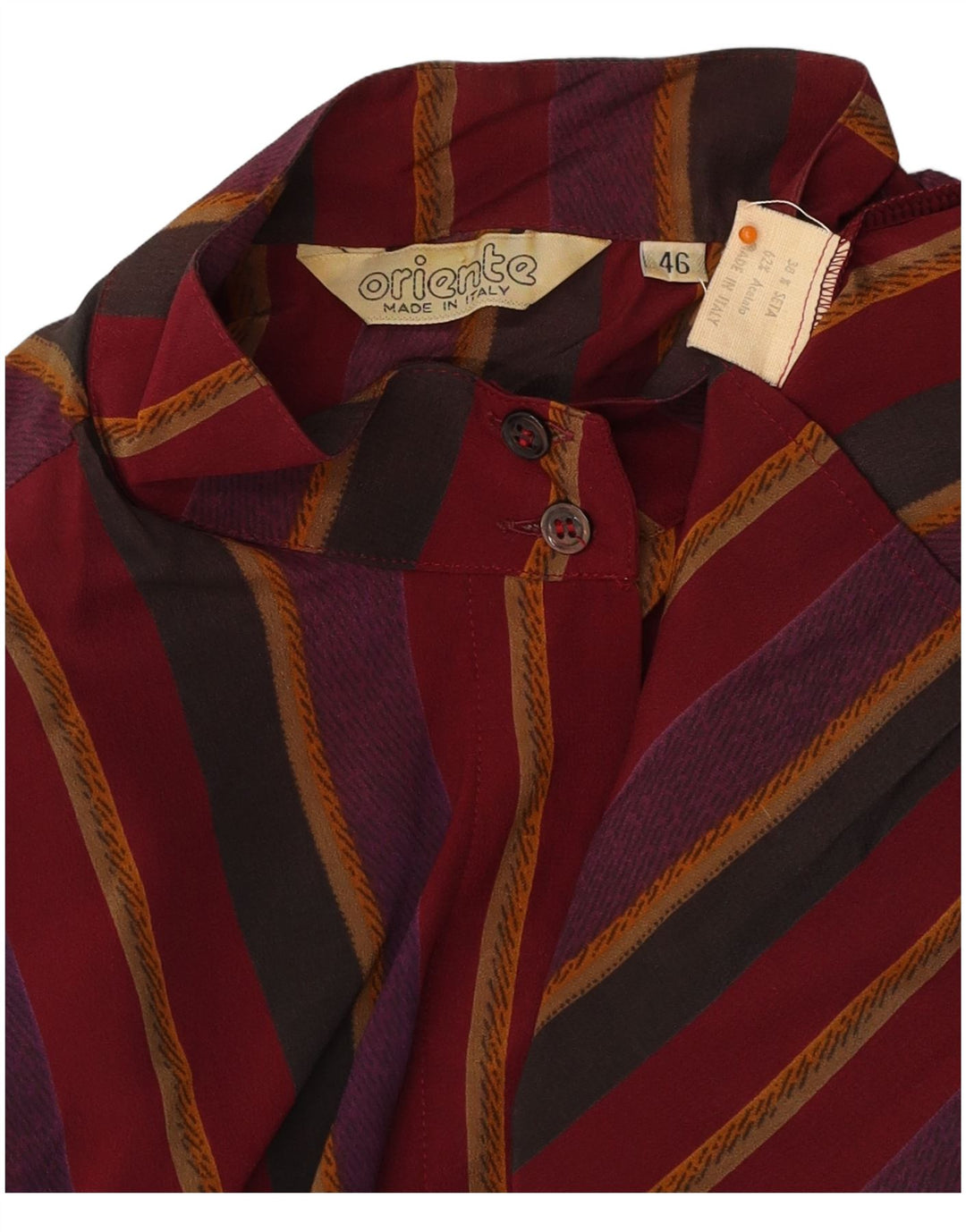 Bluză cămașă pentru femei VINTAGE IT 46 Mătase mare cu dungi bordeaux