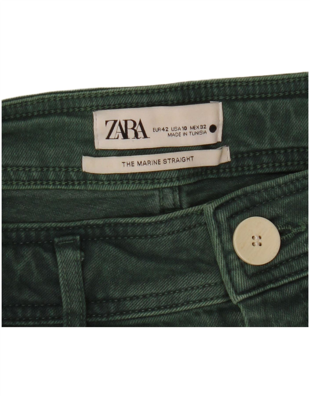 Blugi cu talie înaltă pentru femei Zara EU 42 Large W32 L28 Verde