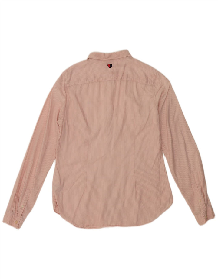 TOMMY HILFIGER Womens Shirt US 8 Medium Pink Pinstripe Cotton