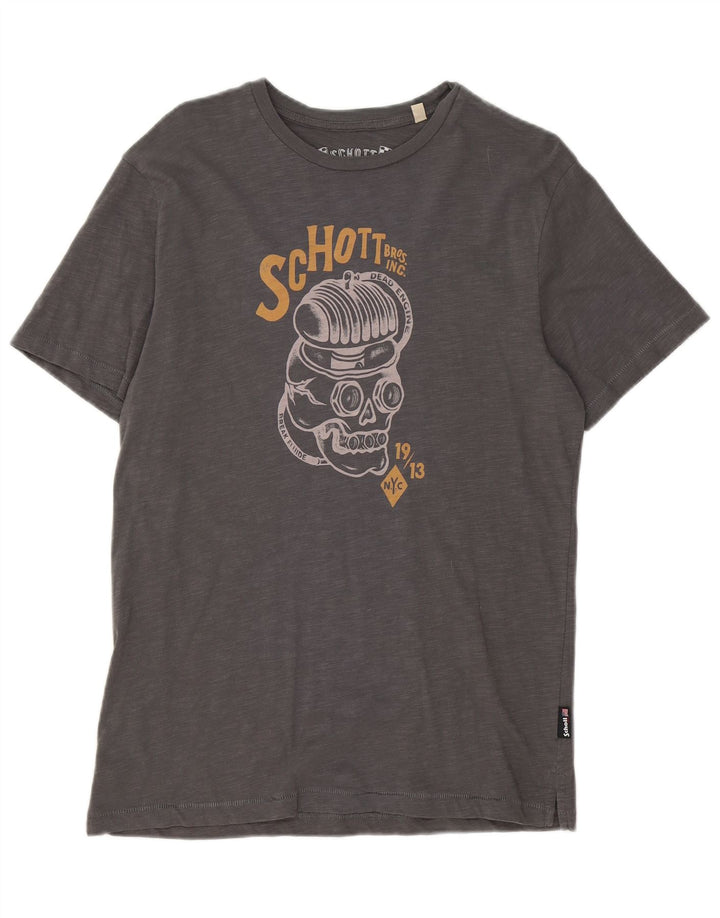 SCOTT Mens Graphic T-Shirt Top Medium Grey Cotton