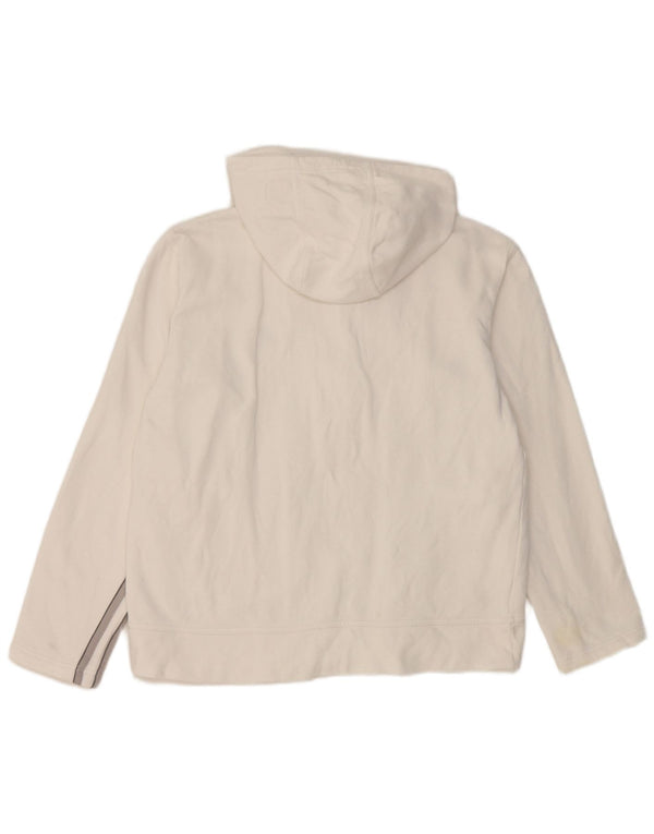 Pulover Adidas pentru femei cu fermoar, UK 14, mare, alb, bumbac