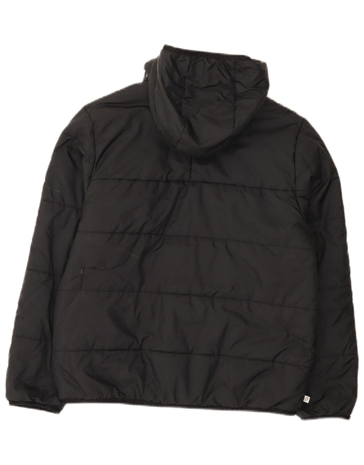Jachetă căptușită cu glugă Adidas pentru băieți 11-12 ani, poliester negru