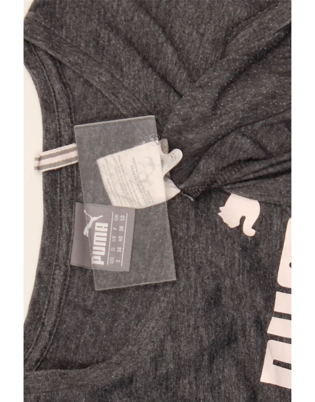 Tricou cu grafic Puma pentru femei Top UK 10 Small Grey Flecked Polyester