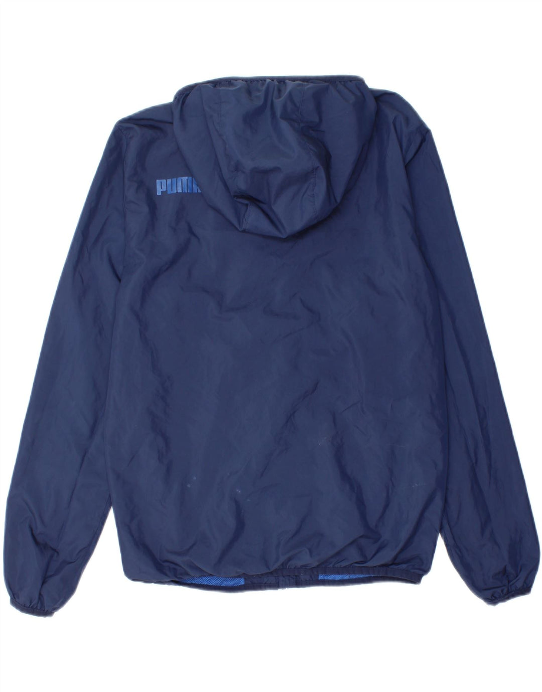 Jachetă de ploaie cu glugă grafică Puma pentru bărbați UK 34 XS poliester bleumarin