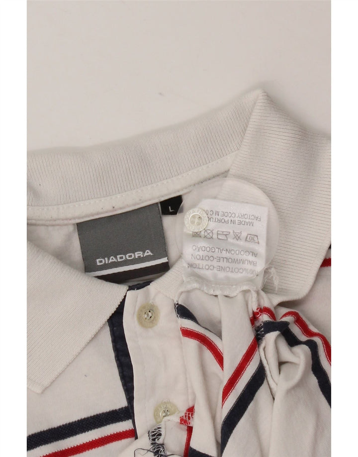 Tricou polo pentru bărbați Diadora, bumbac cu dungi albe mari