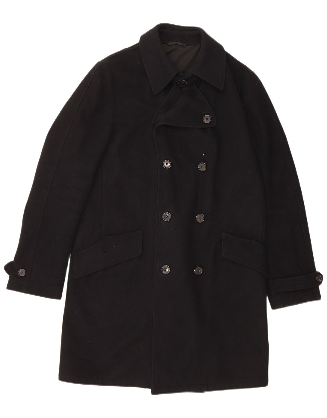 Palton dublu pentru bărbați HUGO BOSS UK 38 Lână virgină medie neagră