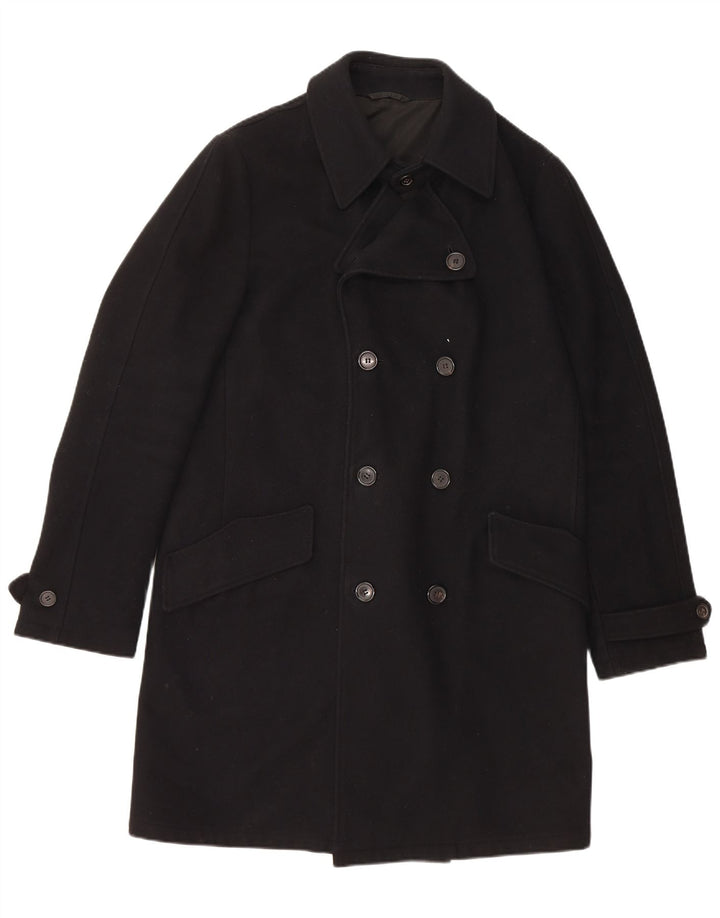 Palton dublu pentru bărbați HUGO BOSS UK 38 Lână virgină medie neagră