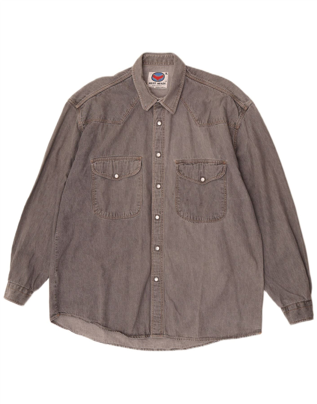 Cămașă Vintage bărbați din denim XL bumbac gri