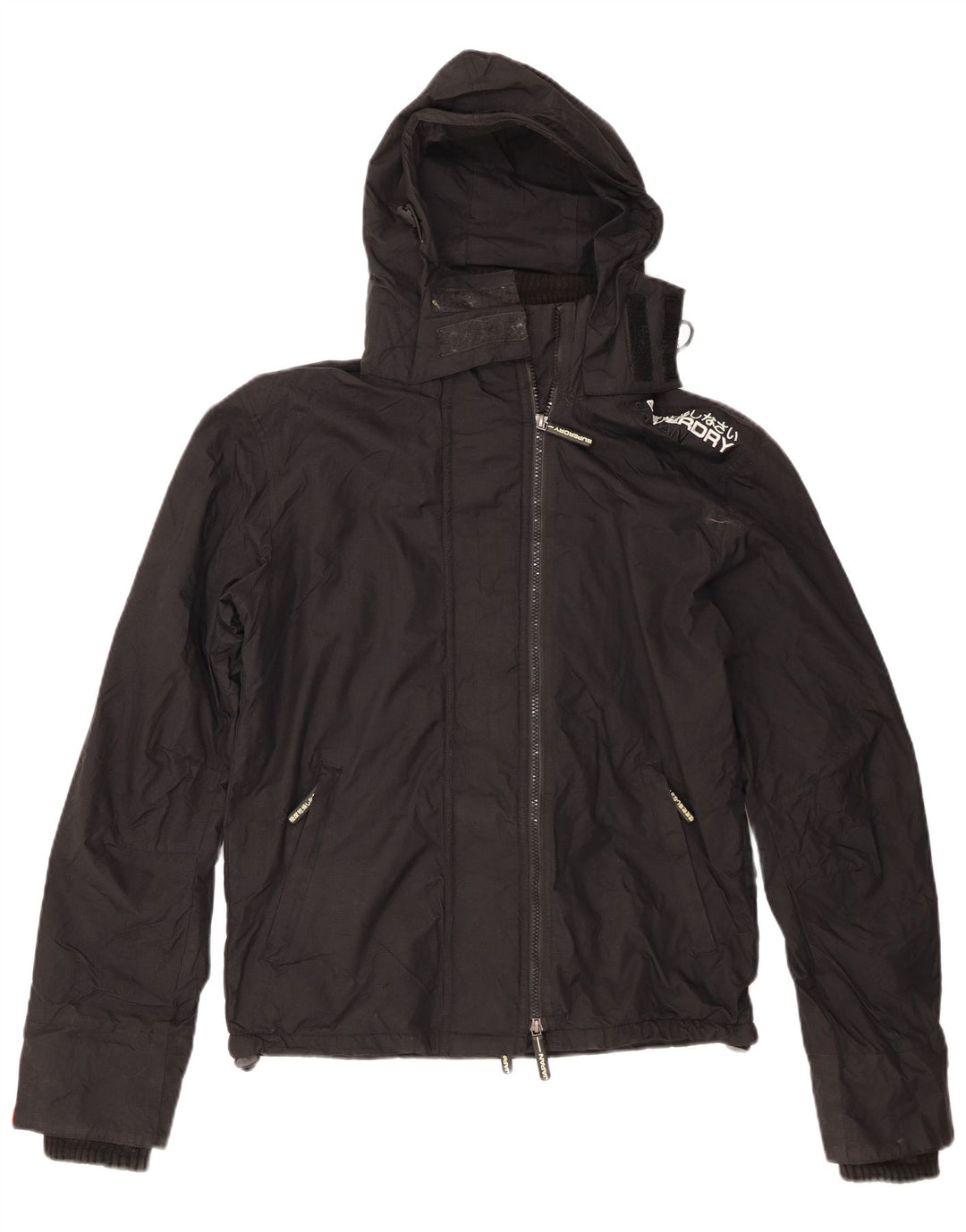 Jachetă Windbreaker cu glugă Superdry pentru femei UK 14 Medium Black Nylon