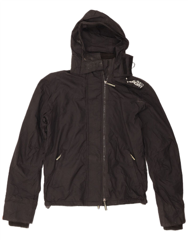 Jachetă Windbreaker cu glugă Superdry pentru femei UK 14 Medium Black Nylon