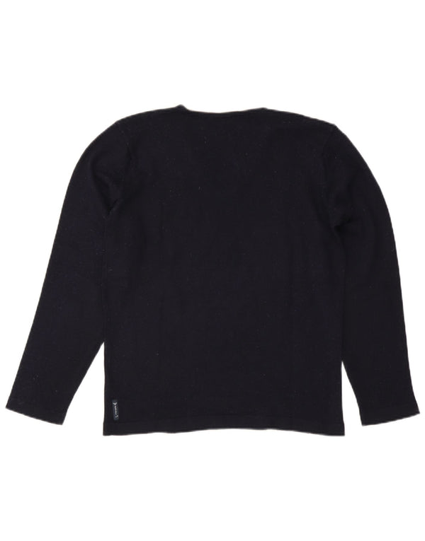 Pulover pentru bărbați Armani Jeans cu decolteu în V, lână color bloc de culoare albastru mediu
