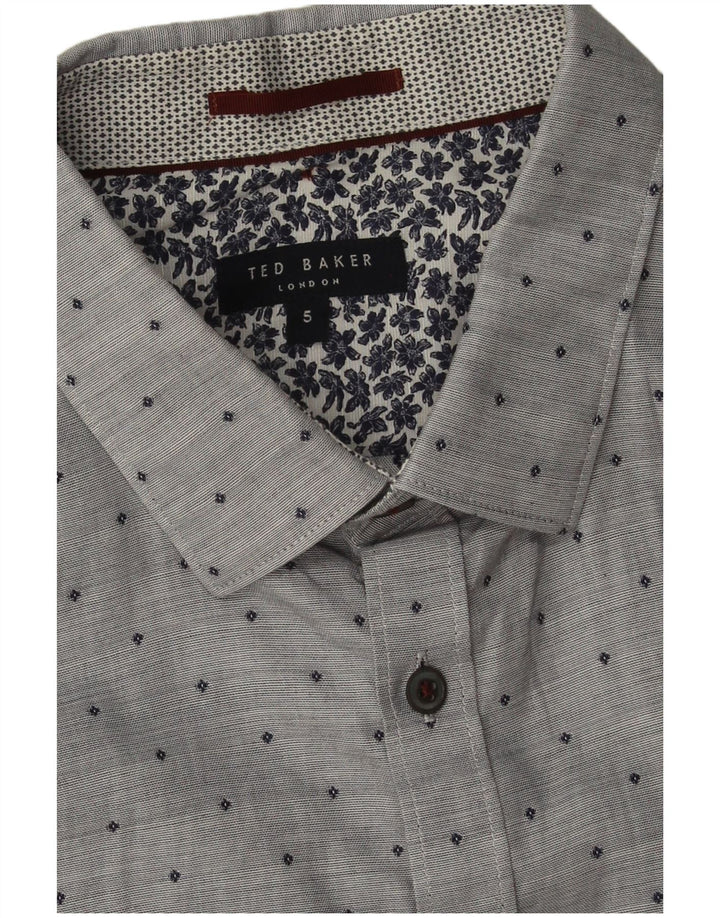 Cămașă cu mânecă scurtă pentru bărbați Ted Baker Mărimea 5 XL bumbac cu pete gri