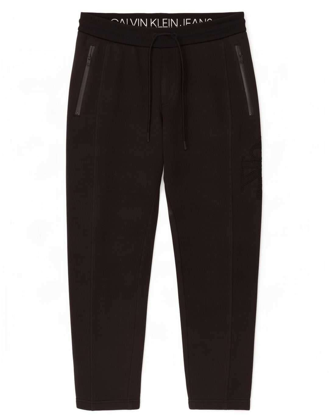 Pantaloni de trening Calvin Klein Jeans pentru bărbați, bumbac negru mediu