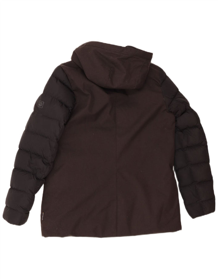 Jack Wolfskin Jachetă căptușită cu glugă pentru femei UK 12 Medium Black Colorblock