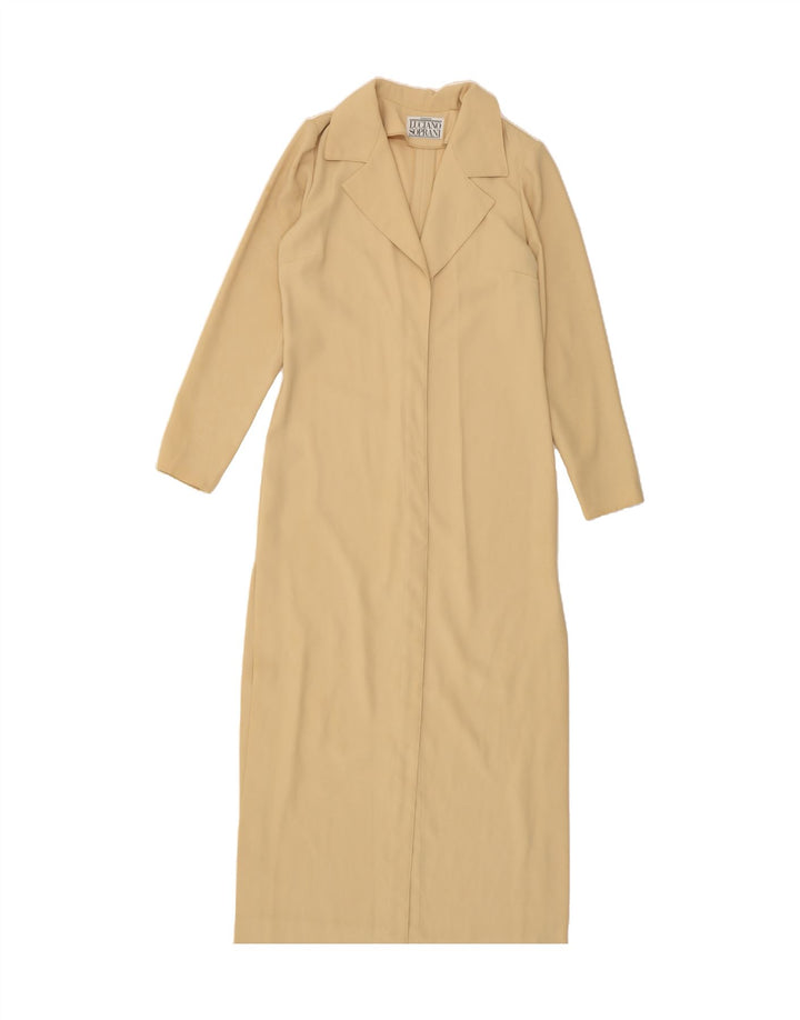 LUCIANO SOPRANI Womens Longline Open Blazer Jacket UK 12 Medium Beige Vintage Luciano Soprani and Second-Hand Luciano Soprani from Messina Hembry 