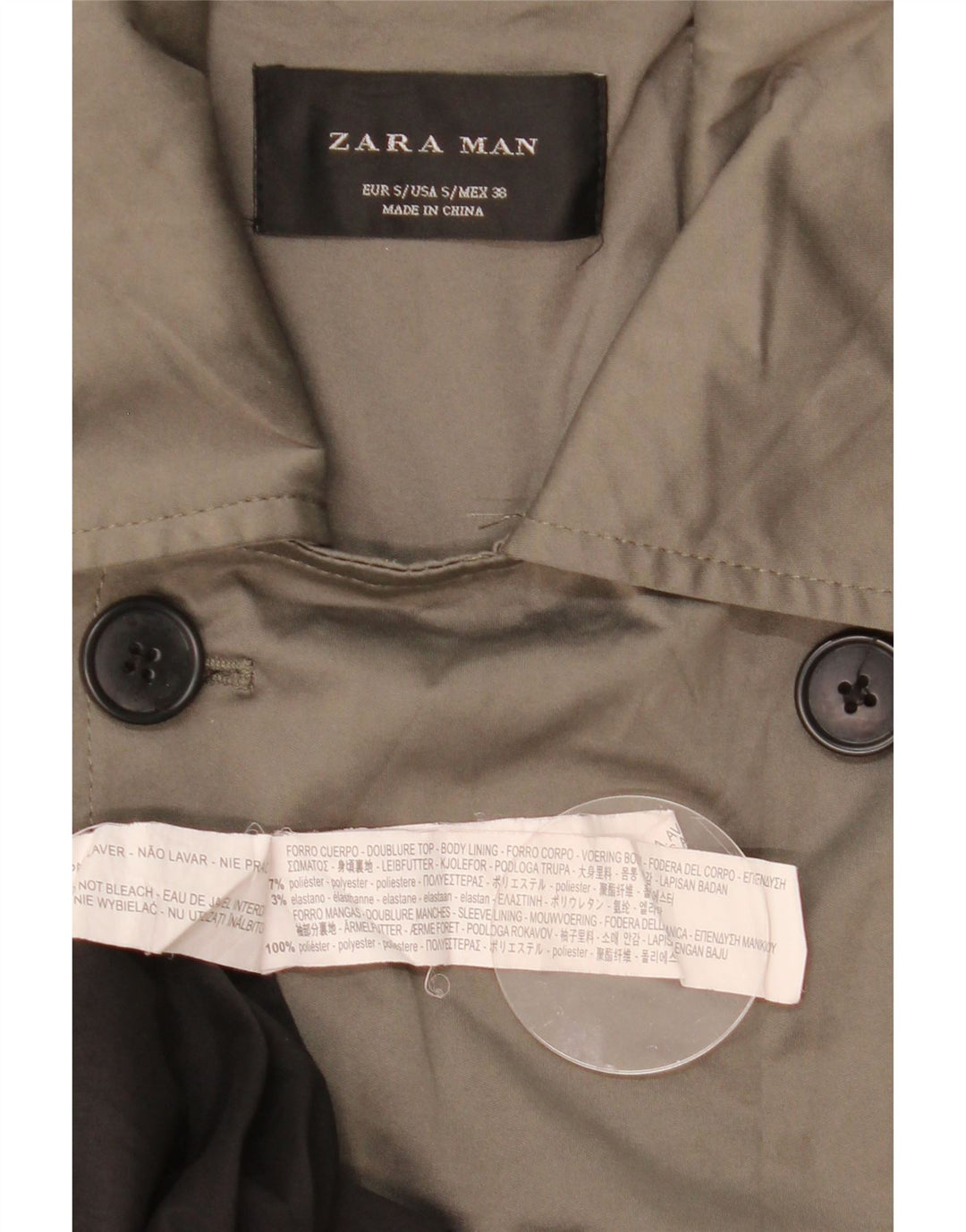 Trench pentru bărbați Zara UK 36 Poliester kaki mic
