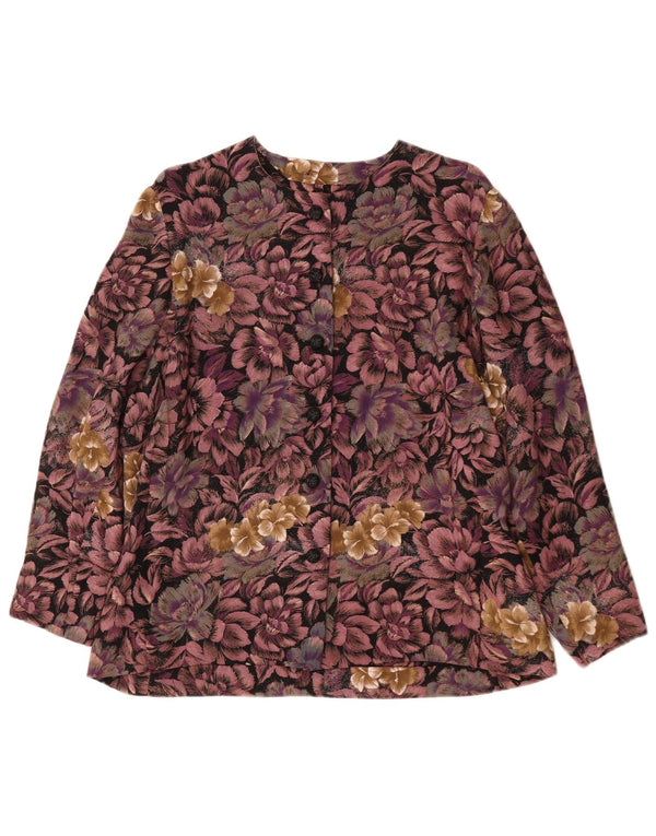 Bluză de cămașă vintage pentru femei UK 18 XL Mov Floral