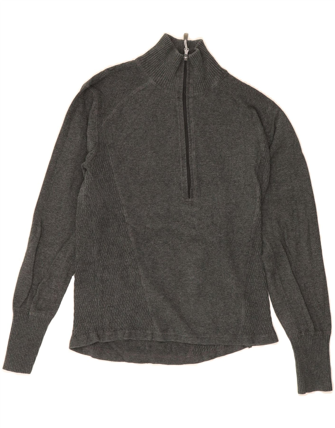 EDDIE BAUER Womens Zip Neck Jumper Sweater UK 12 Medium Grey Cotton Vintage Eddie Bauer and Second-Hand Eddie Bauer from Messina Hembry 
