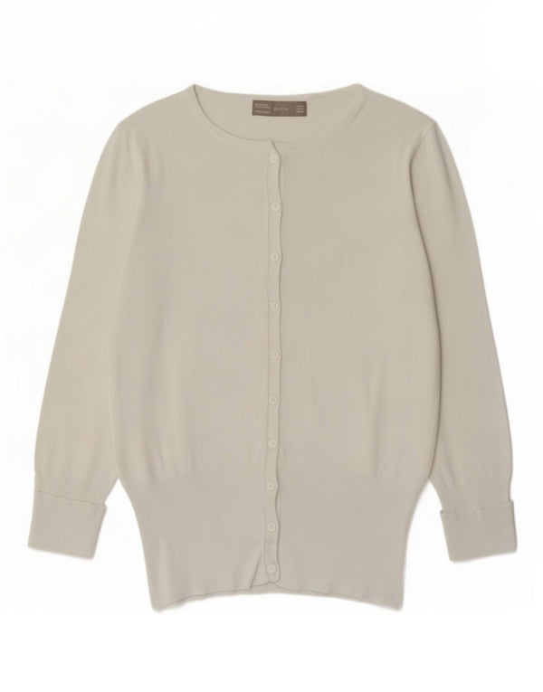 Pulover cardigan pentru femei Zara UK 12 Medium White Viscose