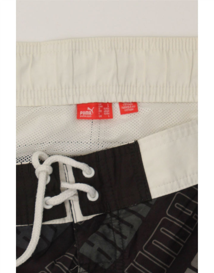 PUMA Mens Graphic Swimming Shorts Large  Black Colourblock Vintage Puma and Second-Hand Puma from Messina Hembry 