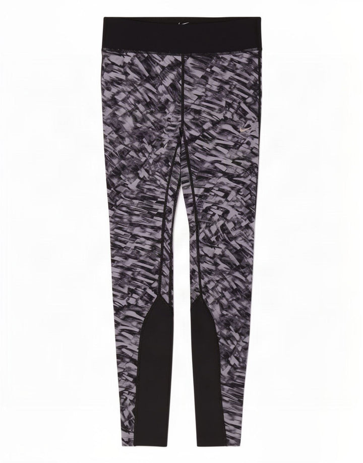 Leggings Nike Womens Dri Fit Abstract Pattern UK 8 Small Gri