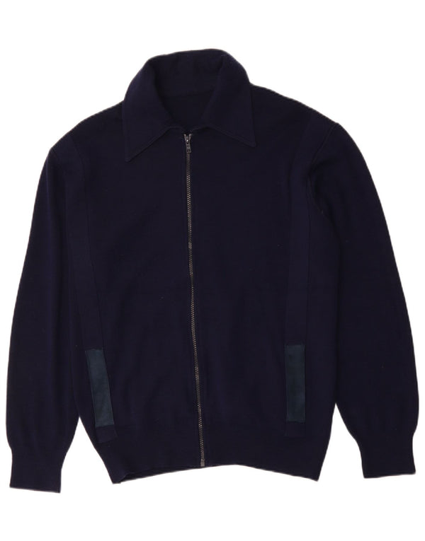 Cardigan Vintage pentru bărbați, lână, albastru, mediu