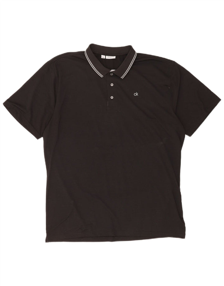 Cămașă polo Calvin Klein pentru bărbați 2XL poliester cu dungi negre