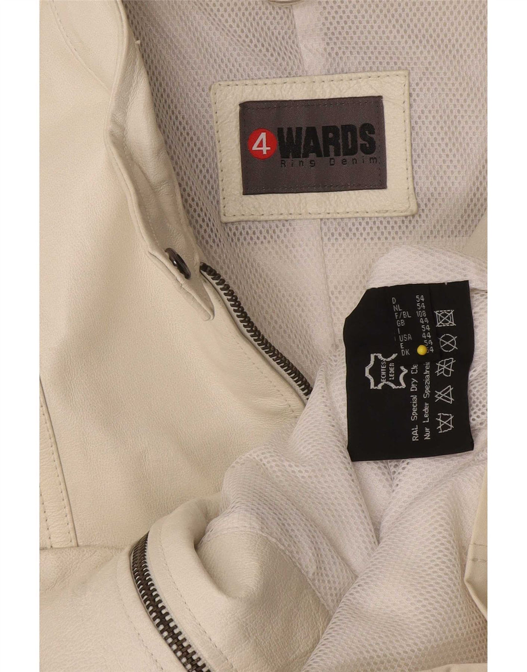 Jachetă de piele vintage pentru femei supradimensionată IT 44 Medium White Leather
