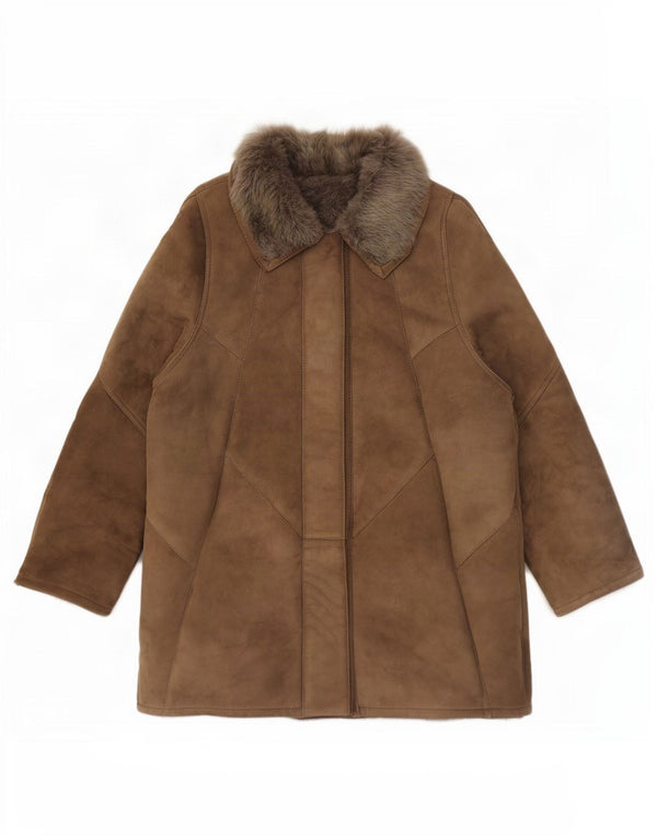 Jachetă vintage pentru femei din shearling EU 46 XL maro