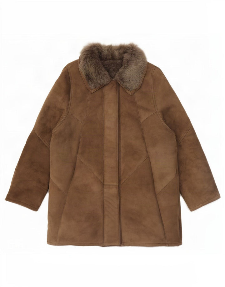 Jachetă vintage pentru femei din shearling EU 46 XL maro