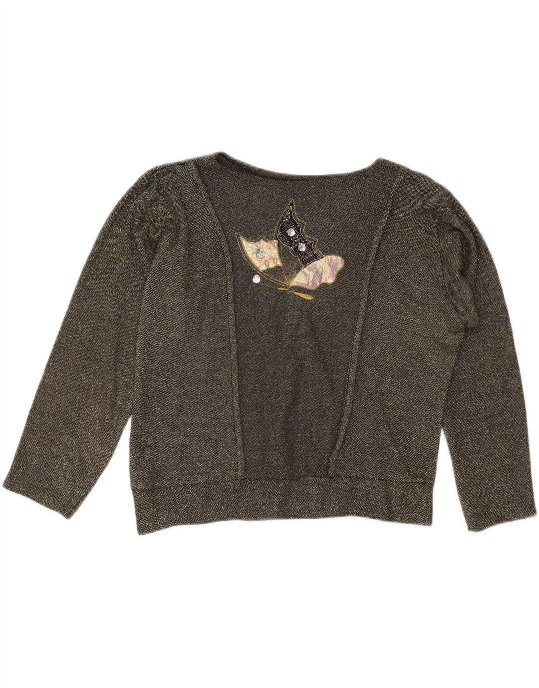 VINTAGE Pulover cu grafic supradimensionat pentru femei UK 10 Small Gri