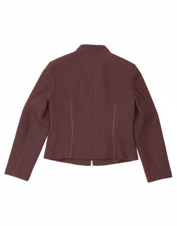 Jachetă vintage pentru femei crop cu fermoar complet, Marea Britanie, 8 mic, burgundă, pete