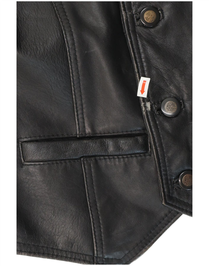 Vestă din piele vintage pentru bărbați, neagră medie