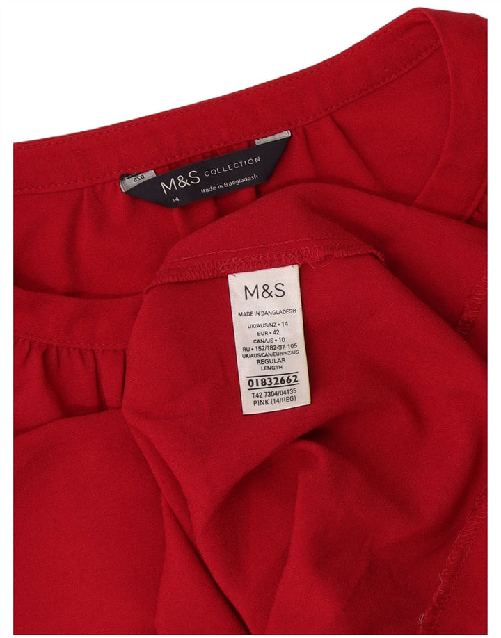 Rochie pentru femei Marks & Spencer, cu mâneci 3/4, poliester mare, roz, UK 14